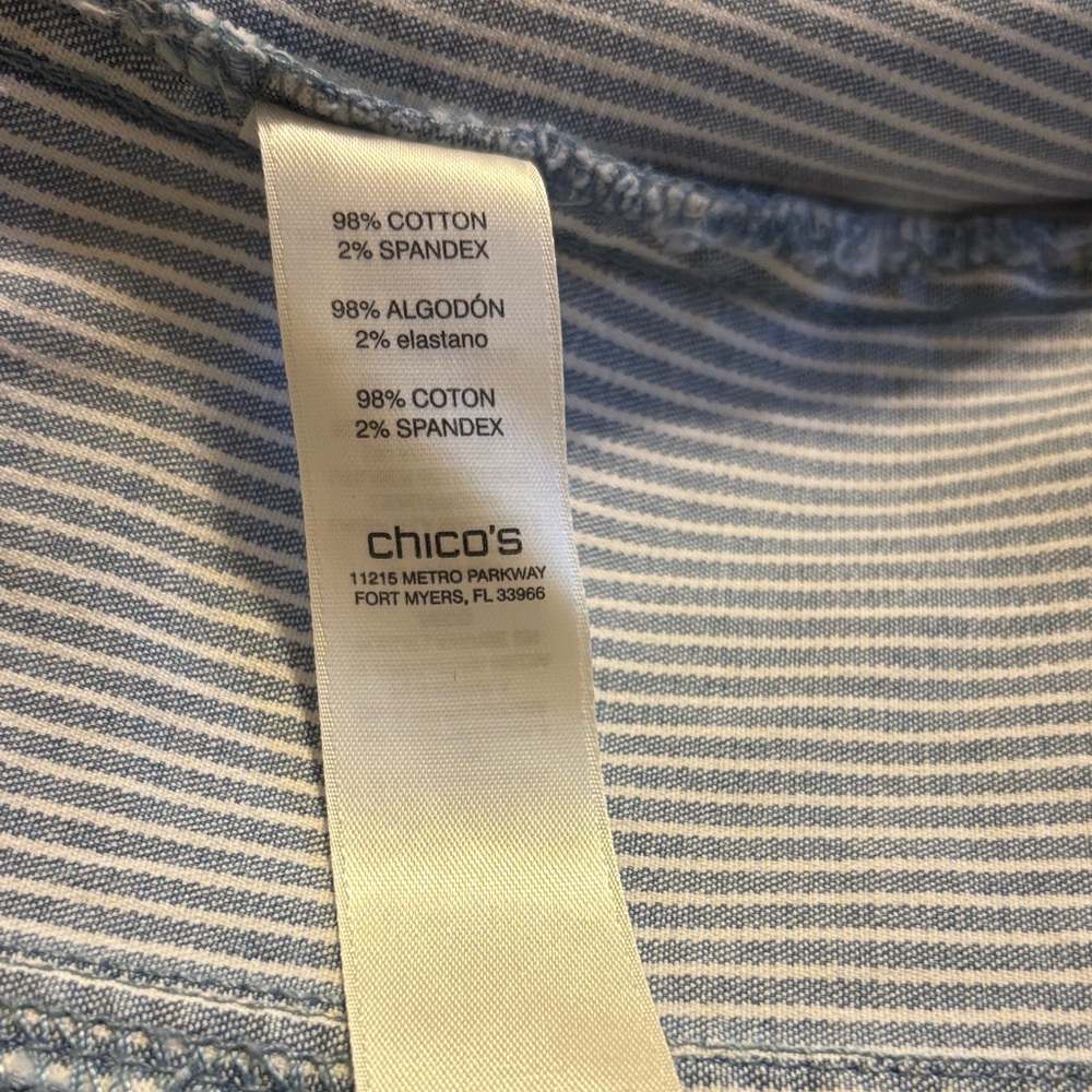 Chico's Blue and White Railroad Striped Denim Jacket - Picture 9 of 9